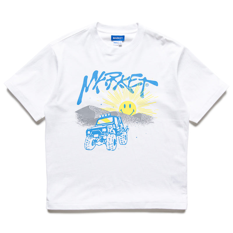 Market Smiley Dumont T-Shirt - White | Trendy Graphic Tee for Men & Women | Casual Wear, Street Style, Everyday Outfit