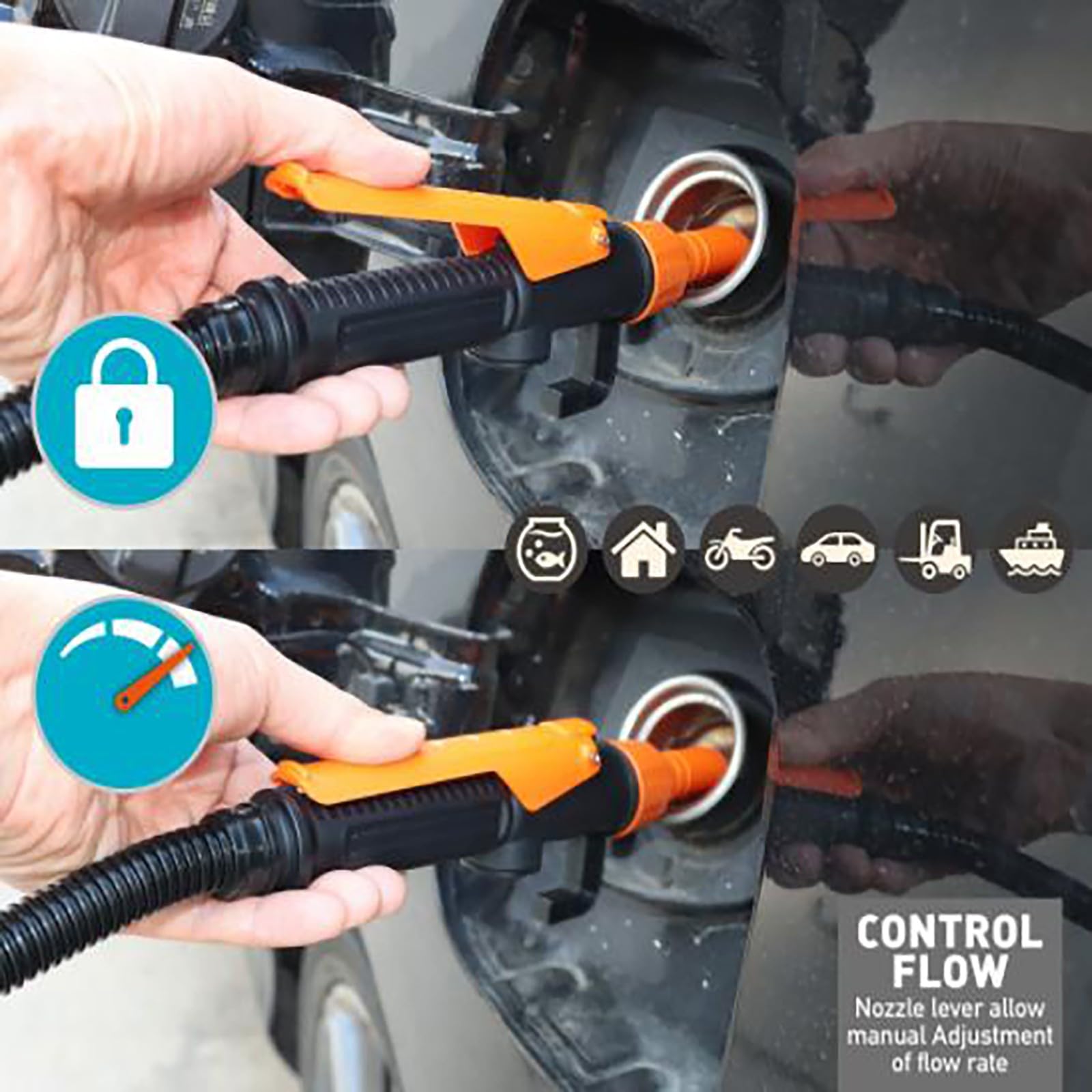 2024 New Portable Battery Pump - Electric Siphon Pump for Gas, Fuel, Diesel & Water Transfer | Rechargeable Battery Operated | Easy to Use Hand Fuel Pump | Ideal for Emergency, Camping, RV & Home Use