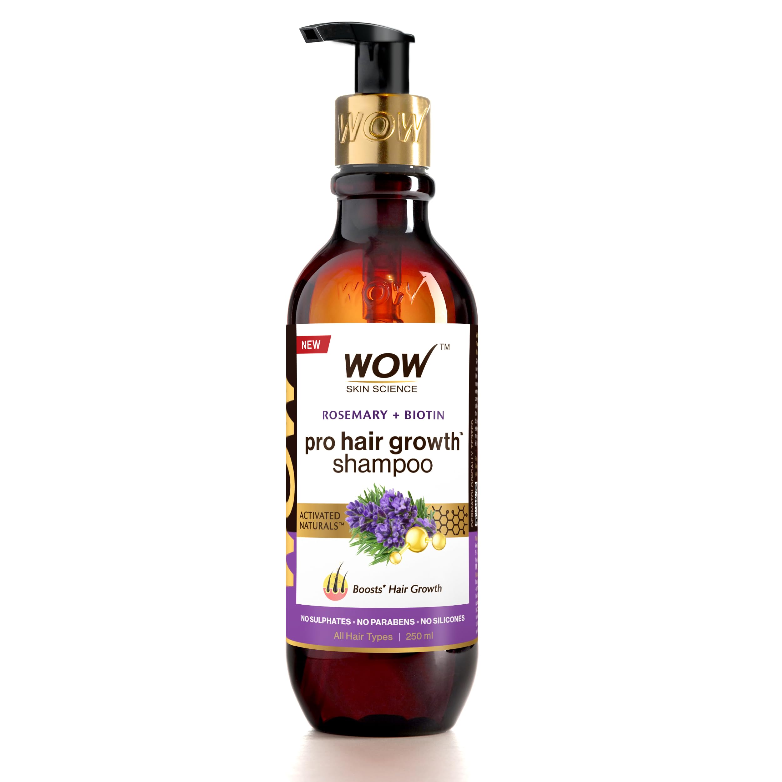 WOW Skin Science Rosemary & Biotin Hair Growth Shampoo - Reduces Hair Fall, Stimulates New Growth, Prevents Breakage & Split Ends, Adds Shine - 8.8oz - For Thinning Hair & Scalp Care - Perfect for Daily Use at Home or Salon