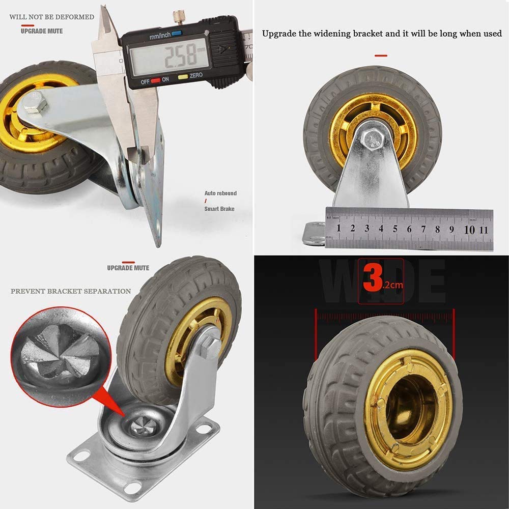 Heavy Duty Swivel Casters with Brake - 800kg Load Capacity, Industrial Plate Wheels for Furniture & Transport, Double Bearings (75mm/100mm) - Set of 4 - Perfect for Warehouse Carts, Office Chairs & Moving Equipment