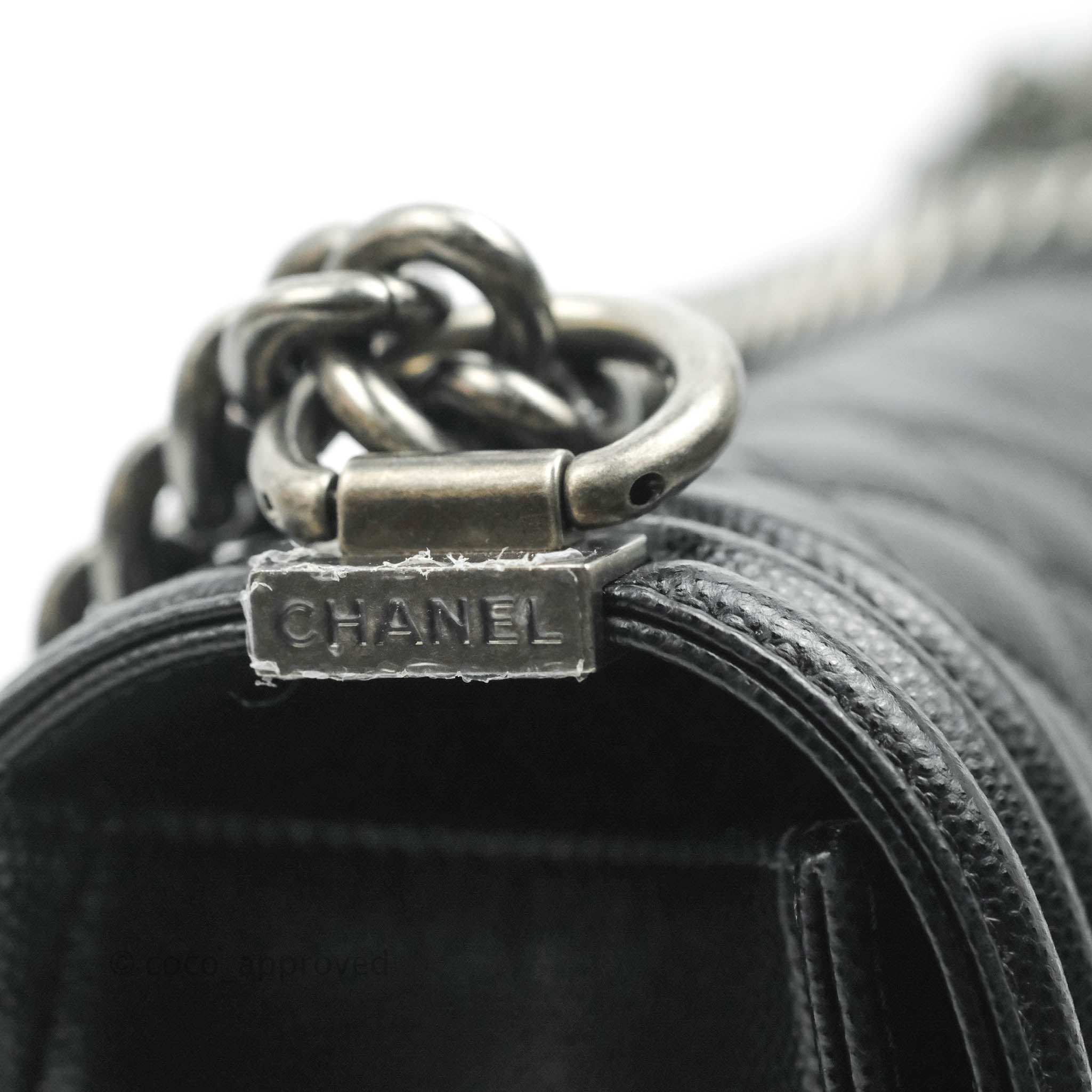 Chanel Boy Quilted Medium Handbag in Black Caviar Leather with Ruthenium Hardware - Perfect for Evening Events, Parties & Luxury Fashion Accessories