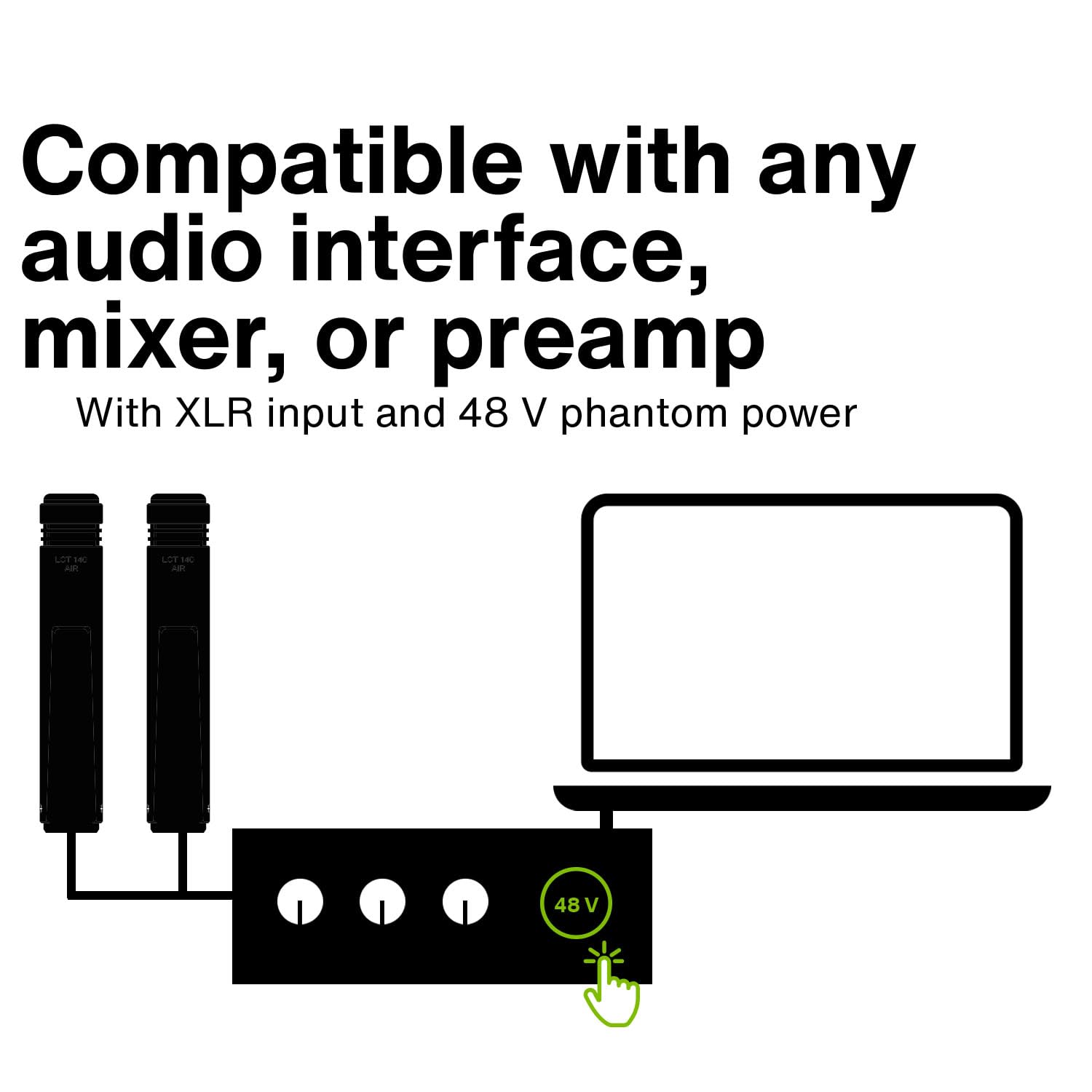 Lewitt LCT-140-AIR Professional Stereo Matched Pair XLR Condenser Microphone for Studio Recording, Podcasting & Live Streaming - Crystal Clear Audio for Vocals & Instruments