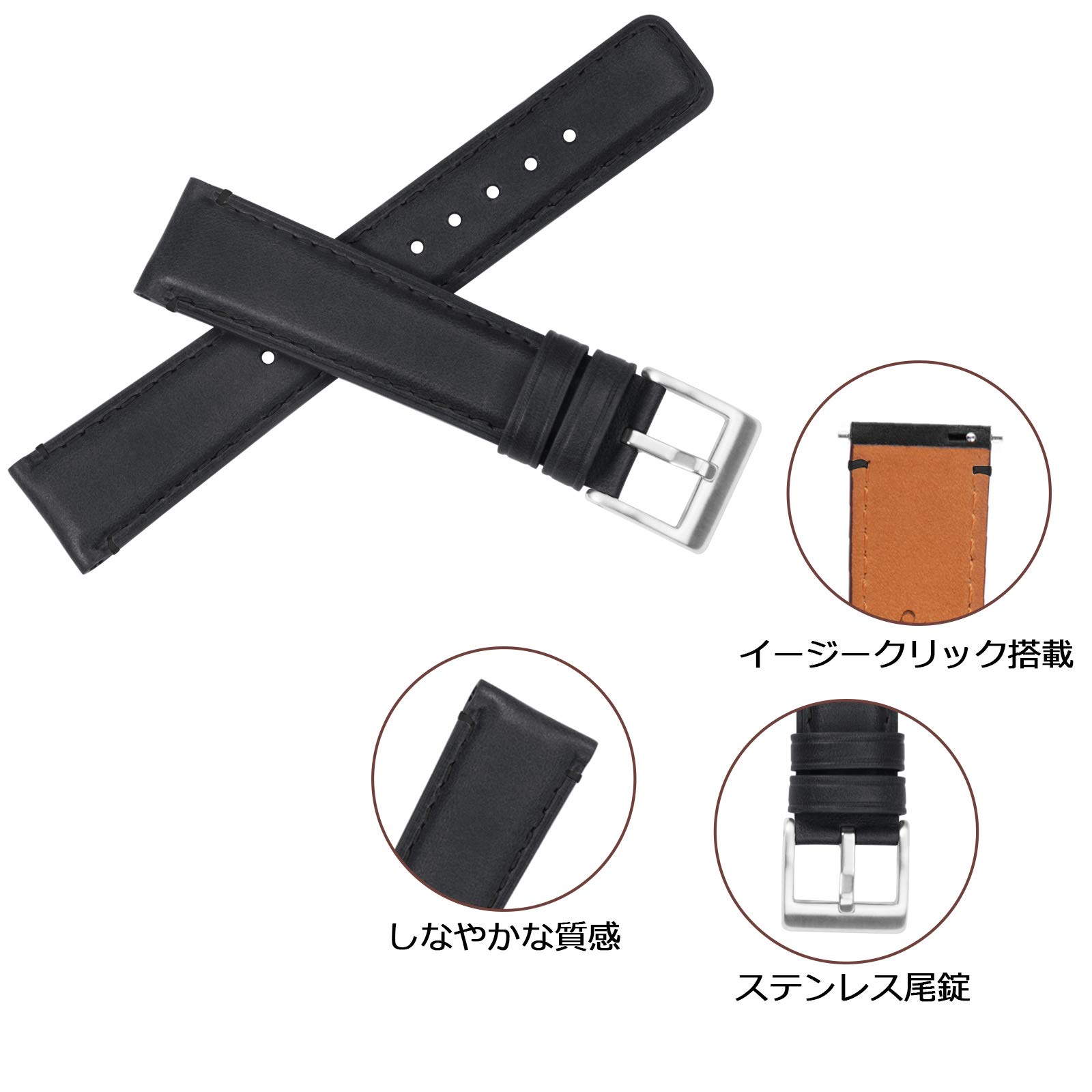 Premium Soft Brown 20mm Leather Watch Band - Quick Release Replacement Strap for Men & Women - Compatible with 18mm, 20mm, 22mm Watches - Square Tail Design with Secure Clasp Buckle - Perfect for Business, Casual & Smartwatch Wear
