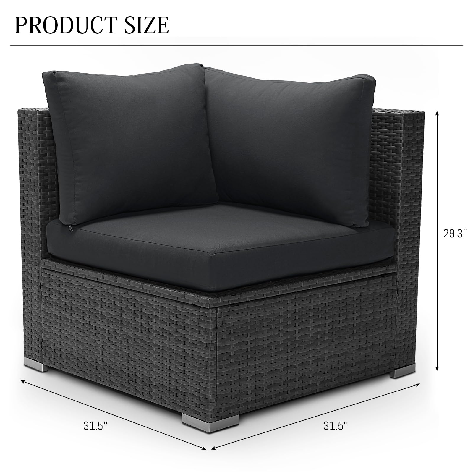 BULEXYARD 1-Piece PE Rattan Patio Furniture Corner Sofa with Thick Cushions - Outdoor Wicker Seating Set for Backyard, Deck, Garden, Balcony - Weather-Resistant Dark Grey Sofa for Relaxing & Entertaining