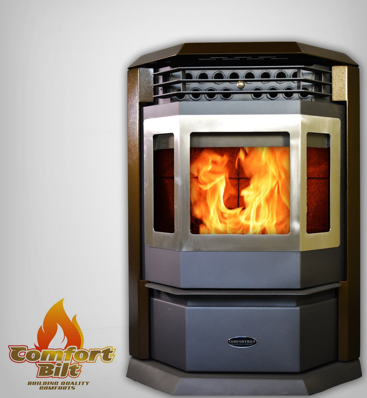 ComfortBilt HP22 SS Pellet Stove - Brown Stainless Steel Heating Stove for Home, Cabin & RV - Efficient Eco-Friendly Wood Pellet Burner for Indoor & Outdoor Use