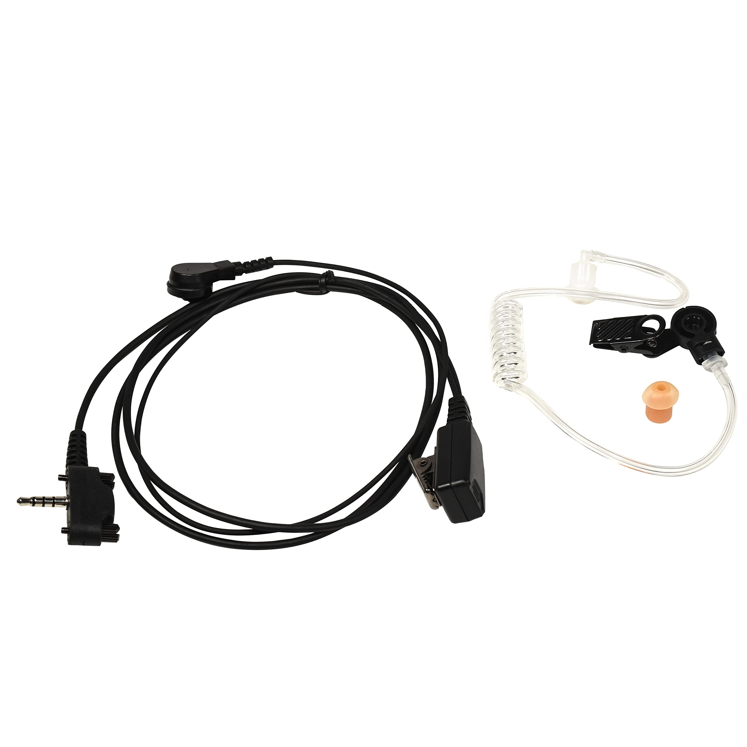 HQRP 4-Pack Acoustic Tube Earpiece Headset with PTT Mic - Compatible with Vertex Standard FT-10R, FT-40R, FT-50R, FT-60R & Sun Meter Radios - Secure & Clear Communication for Security, Construction & Event Staff