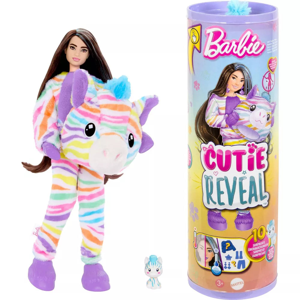 Barbie Cutie Reveal Zebra Surprise Doll - Unbox 3 Mystery Outfits & Accessories for Kids - Perfect for Birthday Gifts & Pretend Play