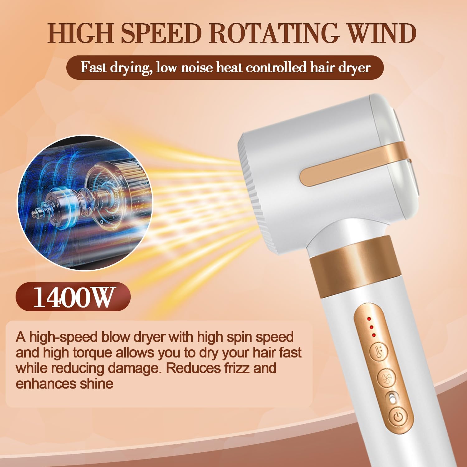 7-in-1 Professional Hair Dryer Styler Set - High Speed Blow Dryer with Hot Air Brush, Diffuser, Nozzles, Straightener Comb & Curling Wand for Salon-Quality Styling at Home (White) - Perfect for Daily Hair Care, Volume Boosting & Heat Protection