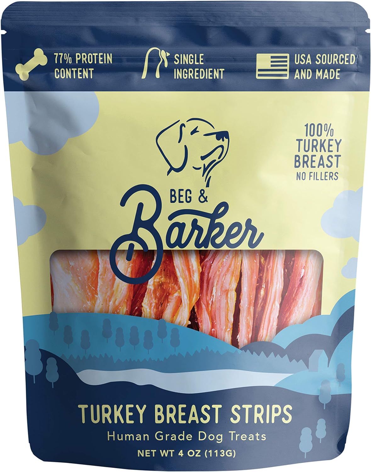 Premium Turkey Jerky Strips for Dogs - Natural, Grain-Free Dog Treats, 4oz - High Protein Training Rewards & Healthy Snacks for Small to Large Breeds - Perfect for Outdoor Adventures, Travel & Daily Training