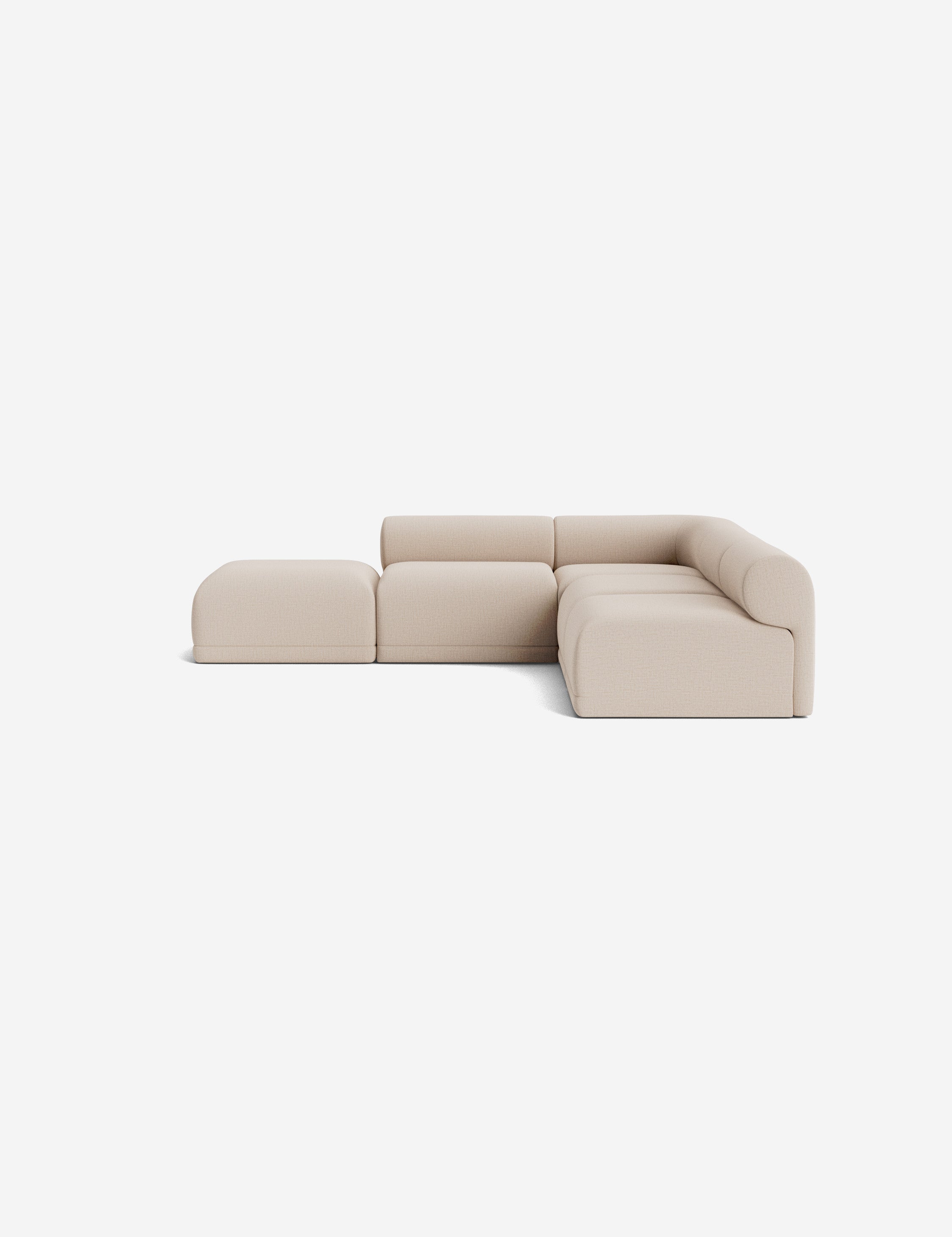 Modern Carson Sectional Sofa with Ottoman - Comfortable L-Shaped Couch & Storage Footrest for Living Room, Family Room & Small Spaces - Soft Fabric Upholstery & Sturdy Wood Frame