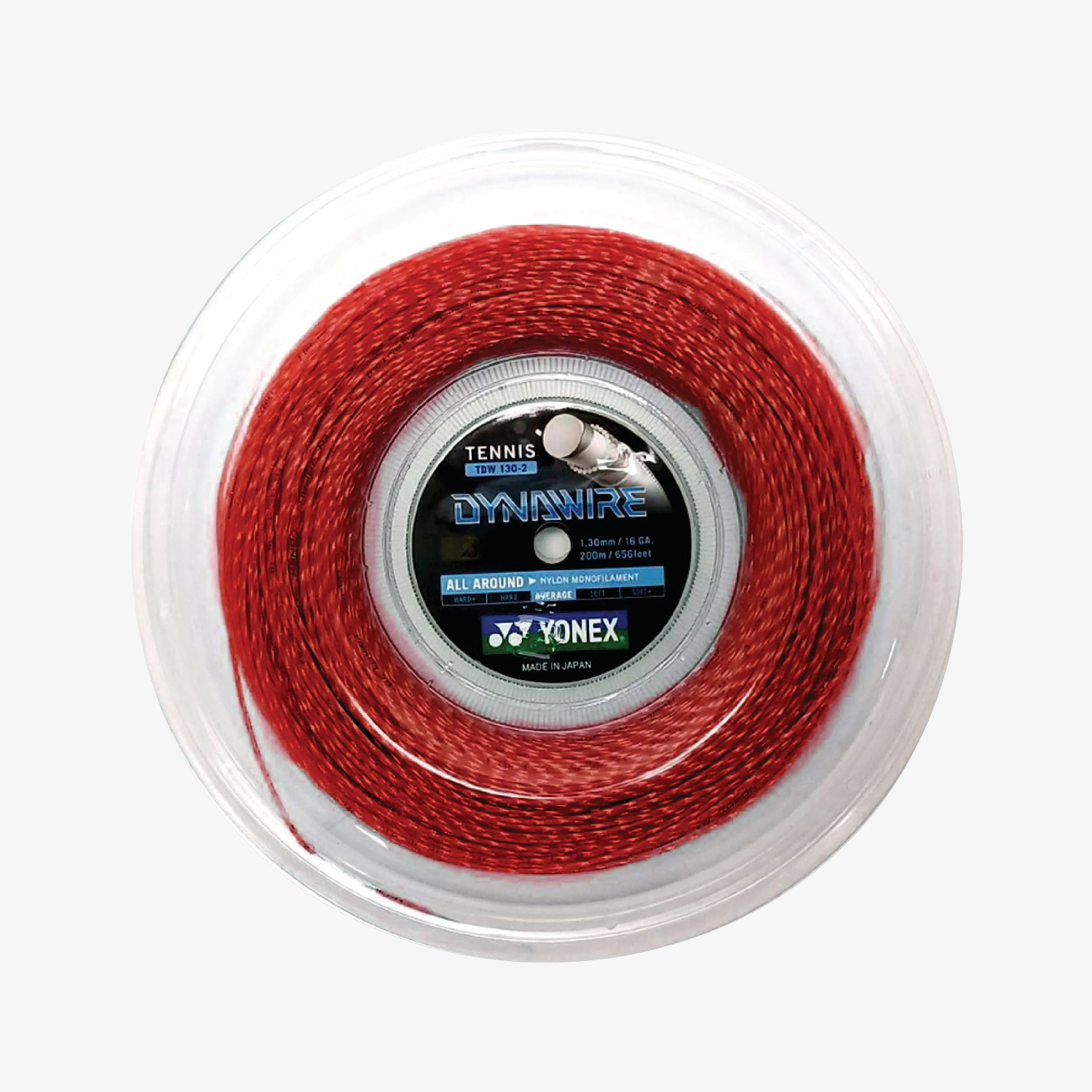 Yonex Dynawire 130 Tennis String Reel - 16 Gauge, 200m Length, Durable Performance String for Tennis Rackets (Red) | Perfect for Professional Players & Club Members