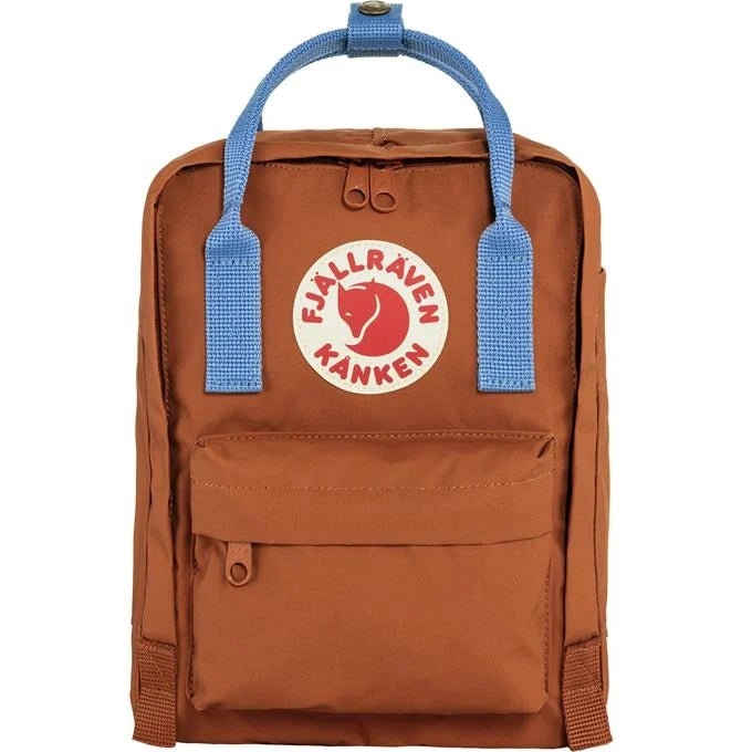 Fjallraven Kanken Mini Backpack - Lightweight Waterproof Daypack for Women & Men, Terracotta Brown & Ultramarine Blue - Perfect for School, Travel, Hiking and Everyday Use
