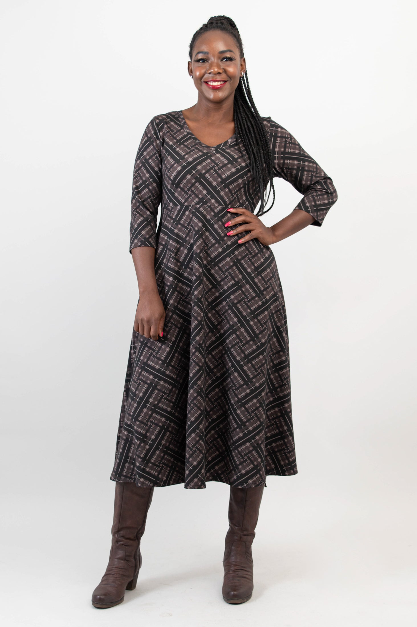 Stylish Soul Dress in Rich Plaid Pattern - Soft Bamboo Fabric - Perfect for Casual Outings & Summer Parties - Final Sale
