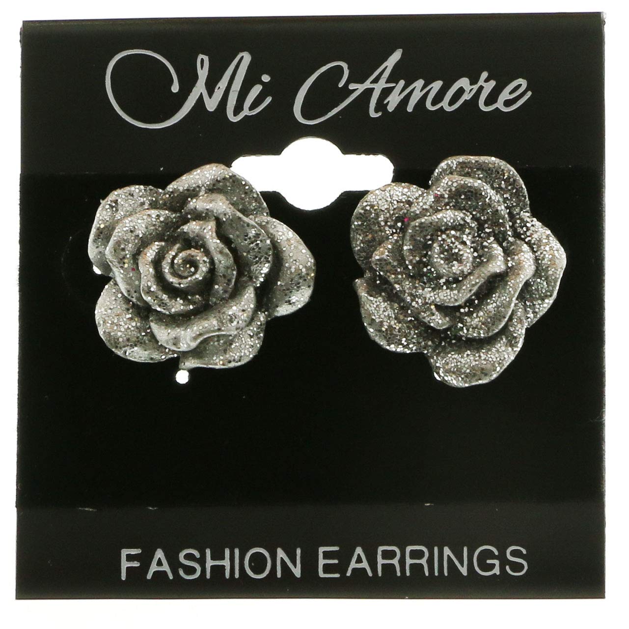 MiAmore Rose Post Earrings for Women - Sterling Silver Plated Elegant Floral Stud Earrings - Perfect for Weddings, Parties & Everyday Wear
