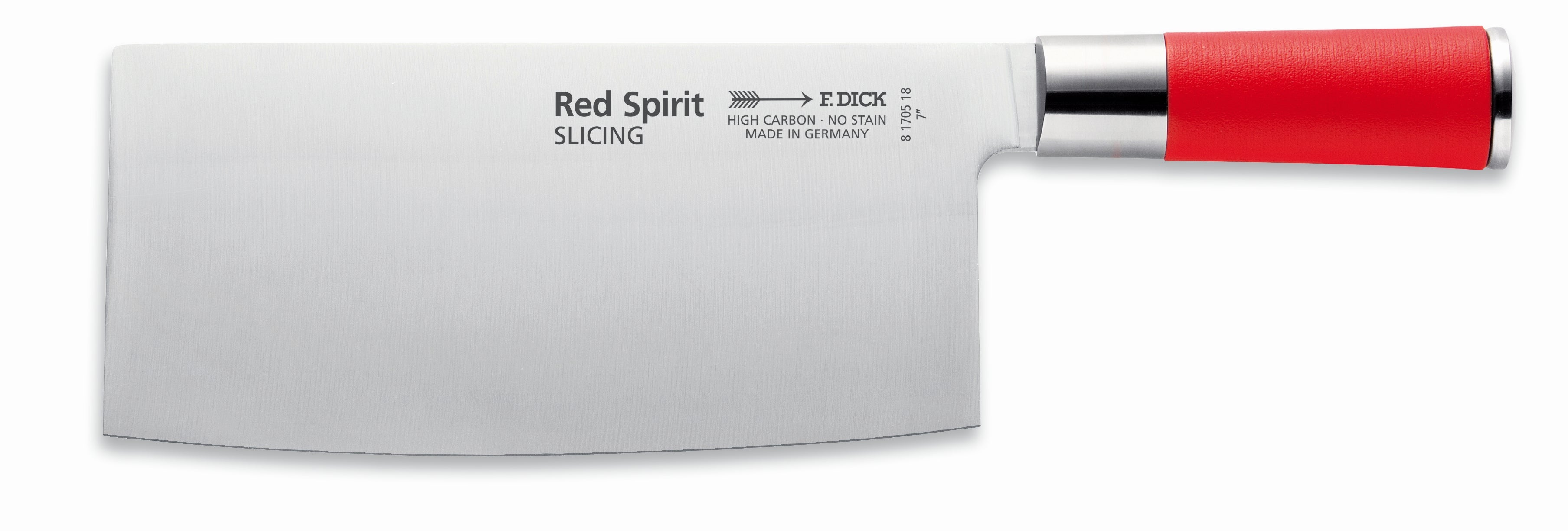 F. Dick Red Spirit Chinese Chef's Knife 18cm - High Carbon Stainless Steel Slicing Knife for Professional Chefs & Home Cooking - Perfect for Slicing Meat, Vegetables & Sushi Preparation