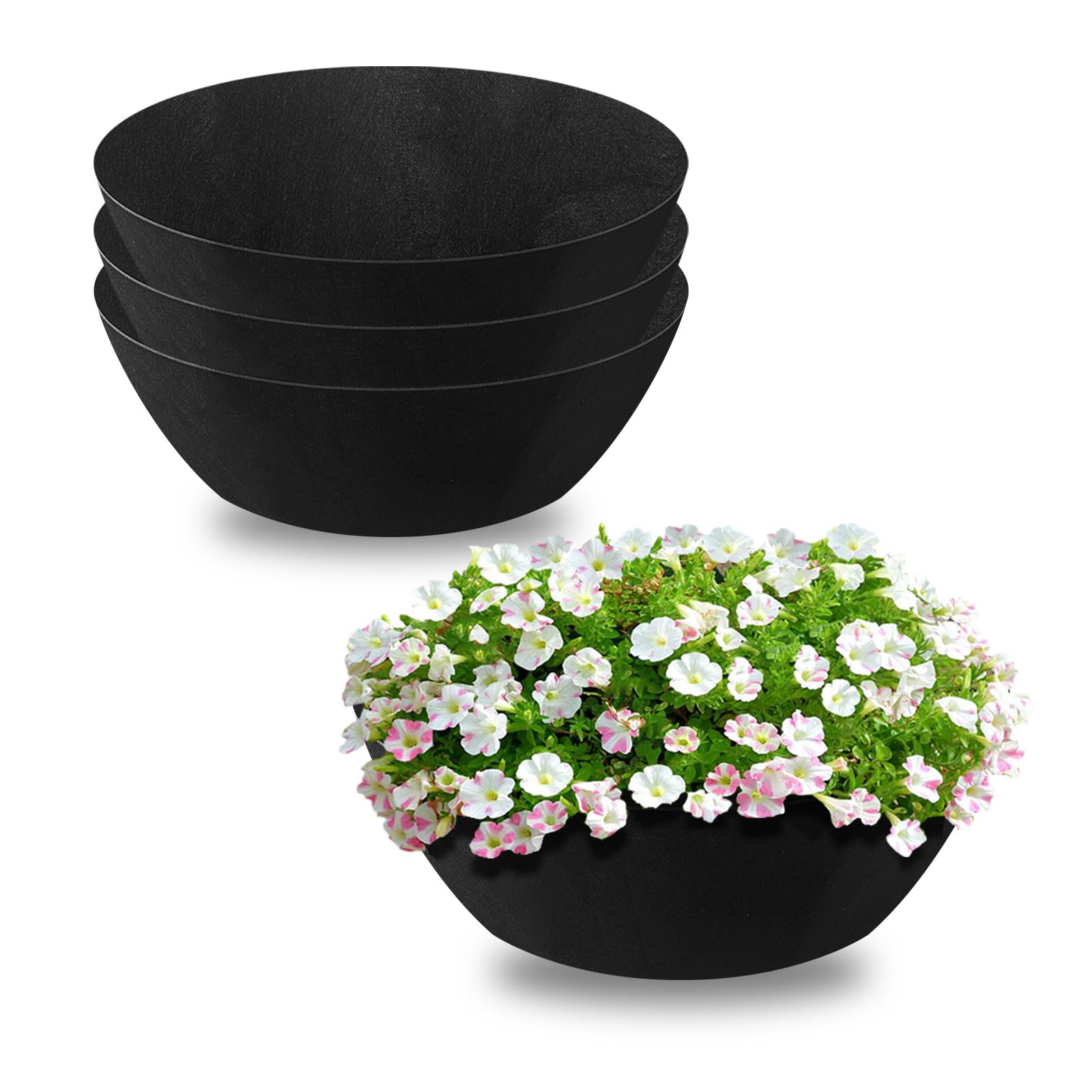 20 Inch Non-Woven Fabric Plant Grow Bags - 4 Pack Coco Liner Window Basket for Indoor/Outdoor Gardening - Trough Shaped Wall & Deck Planters with Round Hanging Basket - Perfect for Flowers, Vegetables, and Herbs on Balcony, Patio, or Garden Decor