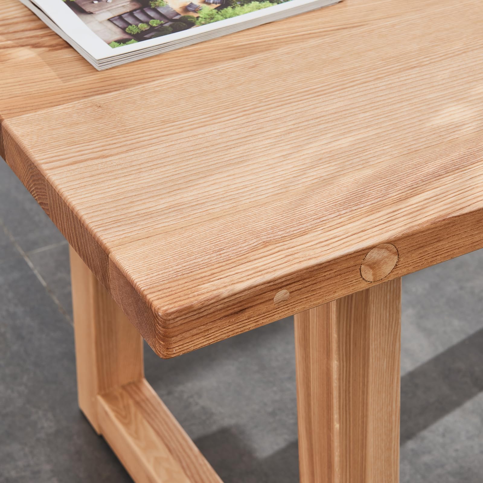 6-8 Person 6FT Rectangular Ash Wood Dining Table - Modern Kitchen & Conference Desk for Home & Office - Perfect for Family Meals, Dinner Parties & Professional Meetings