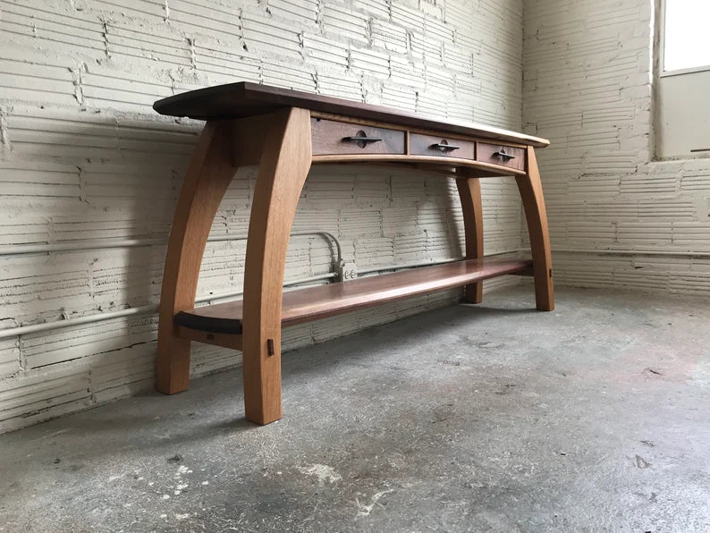 Handmade Designer Wooden TV Stand with 3 Drawers - Modern Media Console Table for Living Room | Entertainment Center Storage Furniture for TV, Gaming & Home Theater Setup