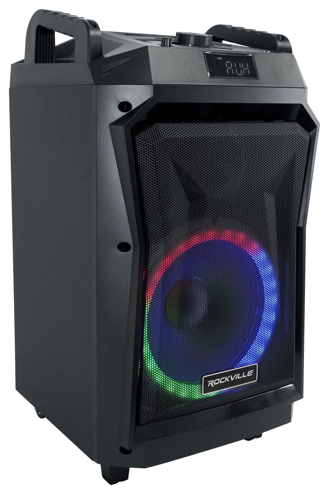 Rockville RockNGo 800 10-Inch Portable Bluetooth Speaker with LED Lights & Wireless Microphones - Perfect for Outdoor Parties, Karaoke Nights, and Home Entertainment