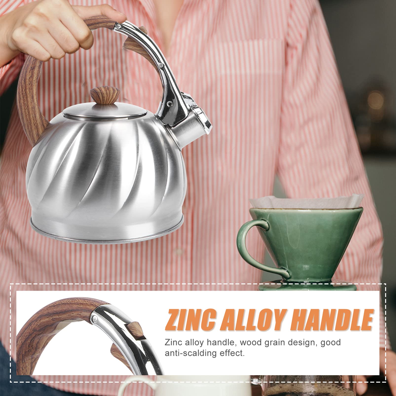 1pc Whistling Tea Kettle - Stainless Steel Stovetop Whistling Teapot with Loud Buzzing Alert, Practical Water Boiling Pot for Kitchen, Perfect for Making Tea, Coffee or Hot Water for Camping & Home Use
