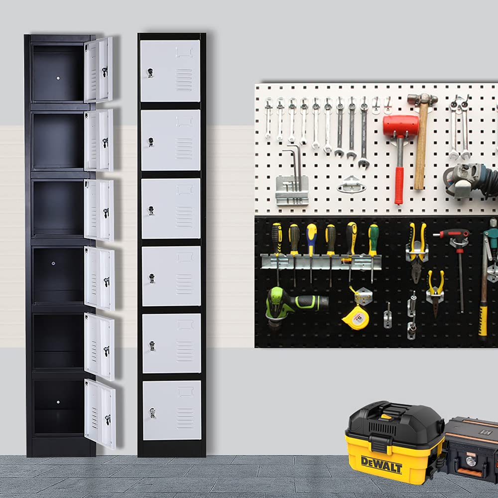 6-Door Metal Tall Employee Storage Locker with Combination Lock - Secure Office Cabinet for Home, Gym, School & Workplace Organization