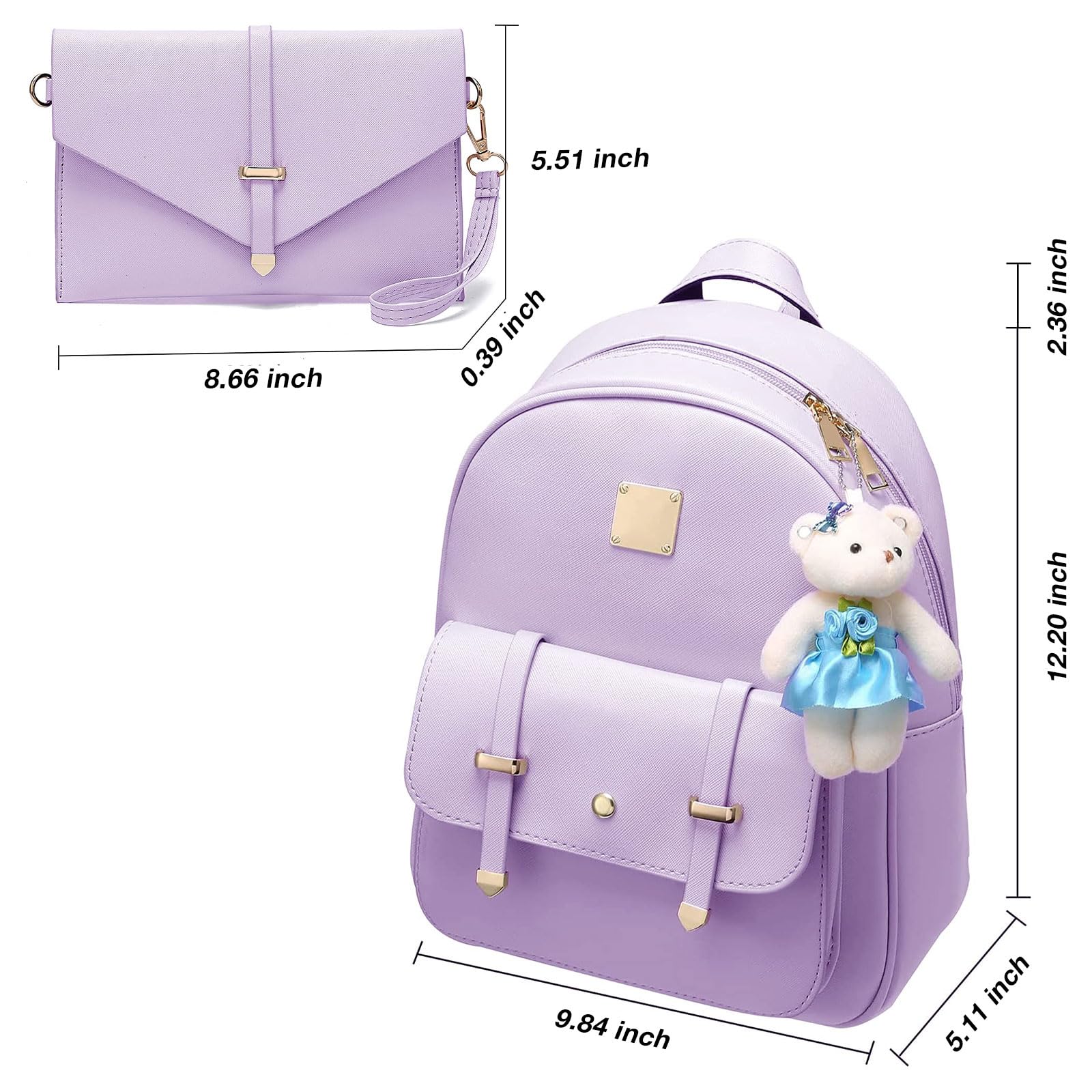 Cute Mini Backpack for Girls - PU Leather Small Backpack Purse Set for Teens & Kids | School, Travel, Shopping & Daily Use