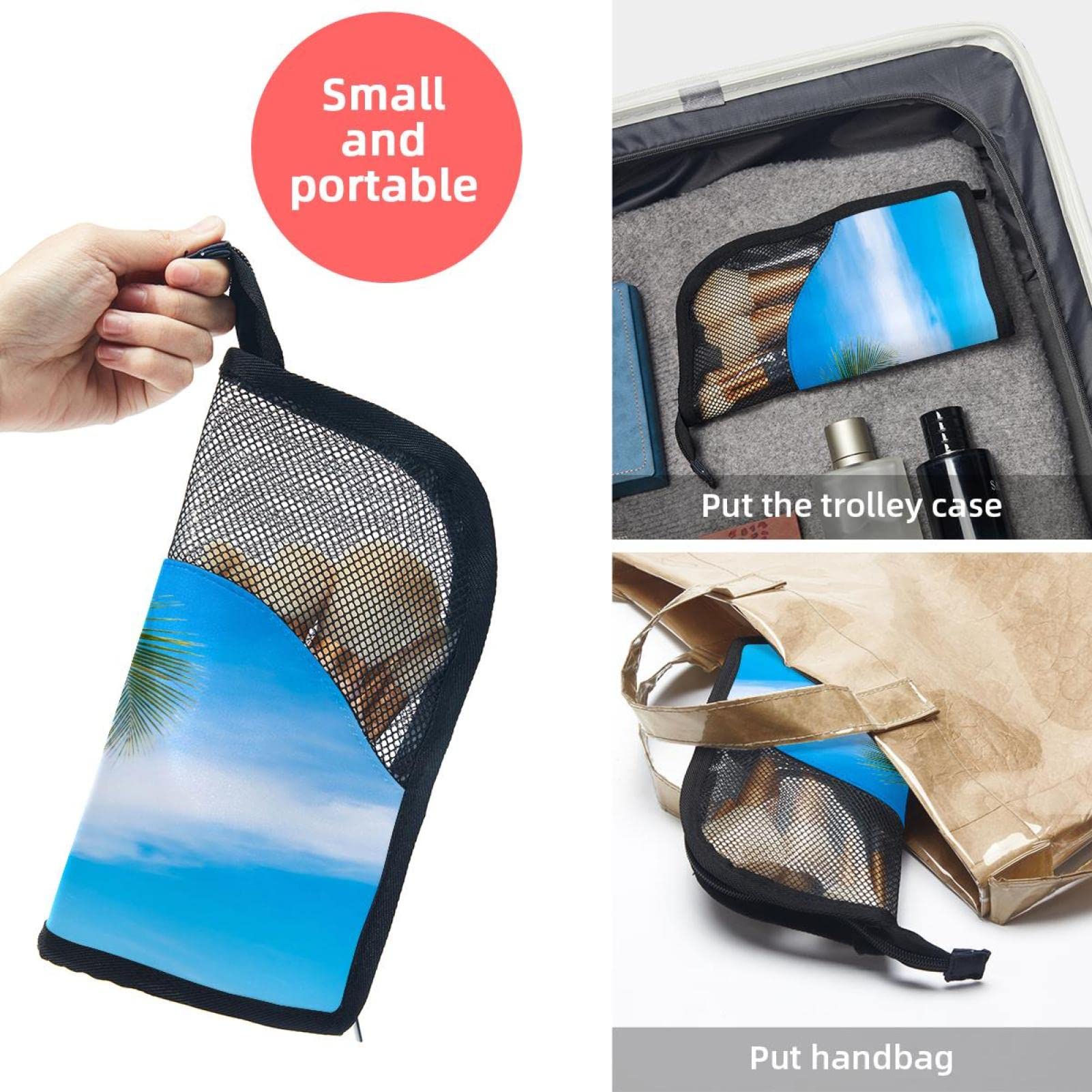 12-Piece Makeup Brush Organizer Bag with Portable Case - Tropical Beach Sea Palm Design | Perfect for Travel, Home Storage & Professional Makeup Artists
