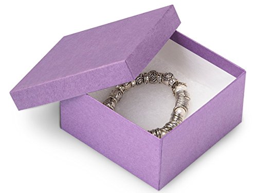 100 Pack 3.5 x 3.5 x 2 Inch Purple Kraft Jewelry Gift Boxes with Non-Tarnish Cotton Lining - Perfect for Jewelry Storage, Small Gift Packaging, Candy Favors & Party Supplies