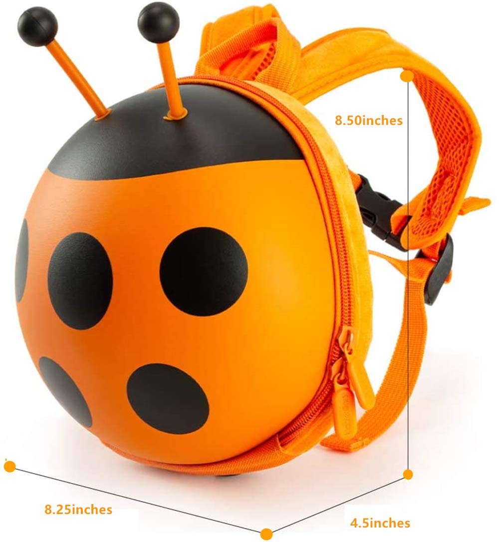 Small Ladybug Toddler Leash Harness Backpack - Anti-Lost Safety Walking Backpack for Kids (Orange) | Perfect for Outdoor Adventures, Shopping & Travel