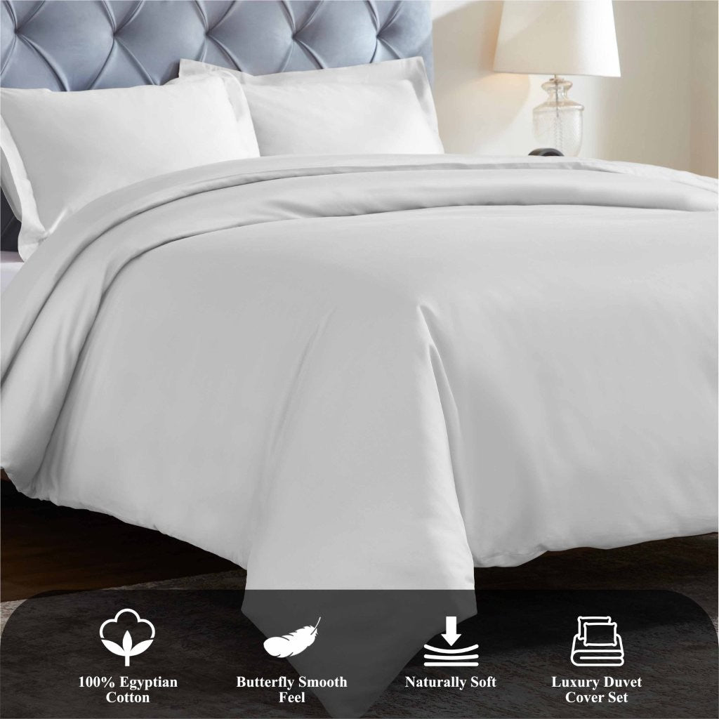 Luxury 1200 Thread Count Egyptian Cotton Duvet Cover Set - King Size, Soft Breathable Bedding for Hotel & Home Use