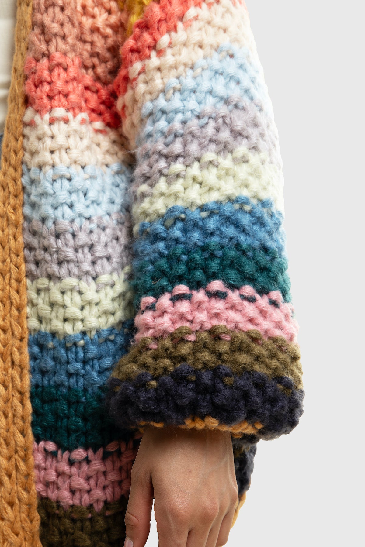 Rainbow Knitted Cardigan for Women - Soft Cozy Oversized Sweater - Perfect for Fall, Winter & Spring - Office, Casual & Home Wear