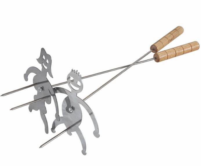 2Pcs Stainless Steel Hot Dog & Marshmallow Roaster Sticks - Campfire BBQ Forks for Grilling, Outdoor Camping, Backyard Parties & Family Gatherings - Durable Screw-Retained Design for Perfect Roasting Every Time - Ideal for Picnics, Tailgating and Summer Cookouts