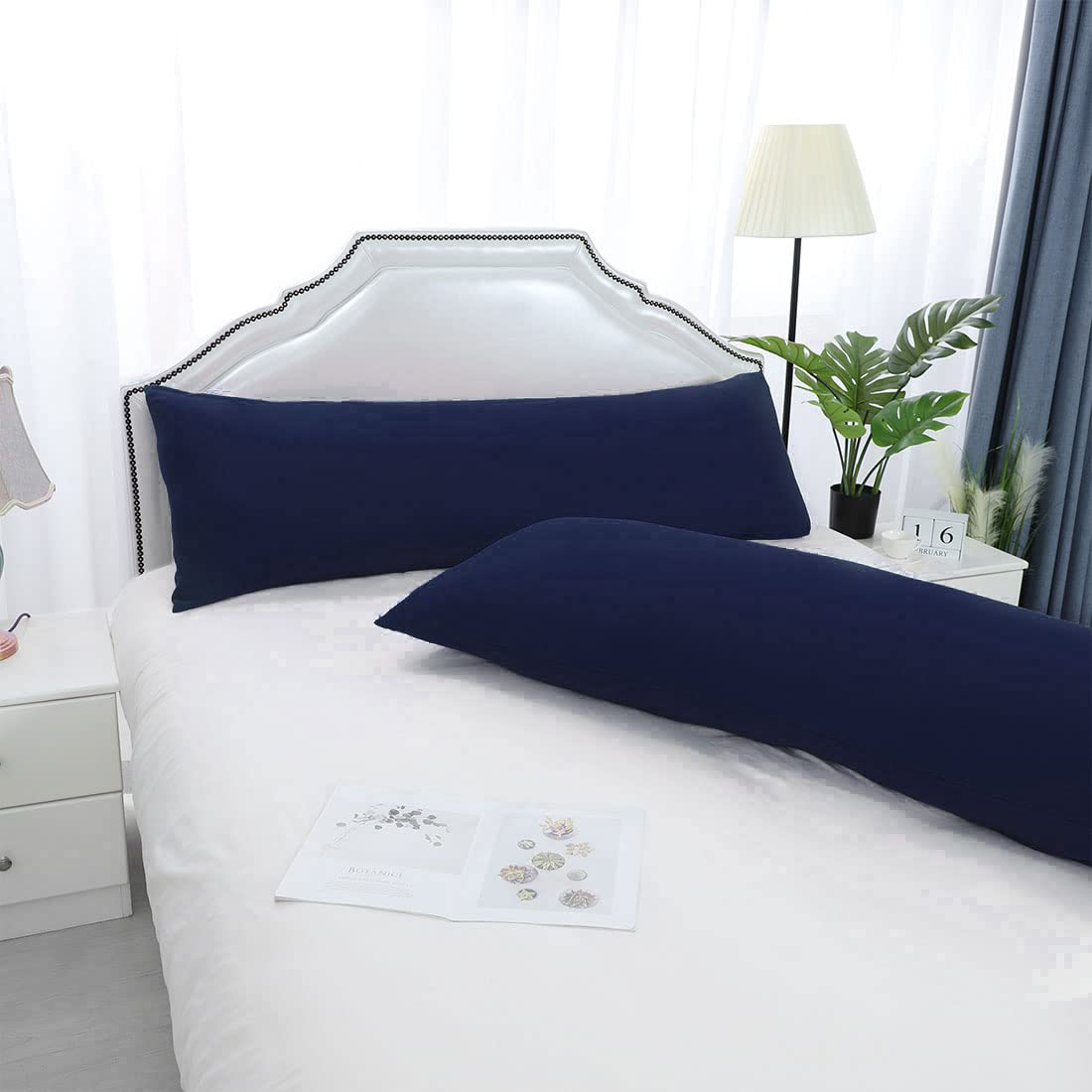 Premium Set of 2 Body Pillow Covers - Soft Microfiber 90 GSM Polyester Pillowcases (20x72 Inches) Navy Blue - Perfect for Pregnancy Support, Back Pain Relief & Comfortable Sleeping