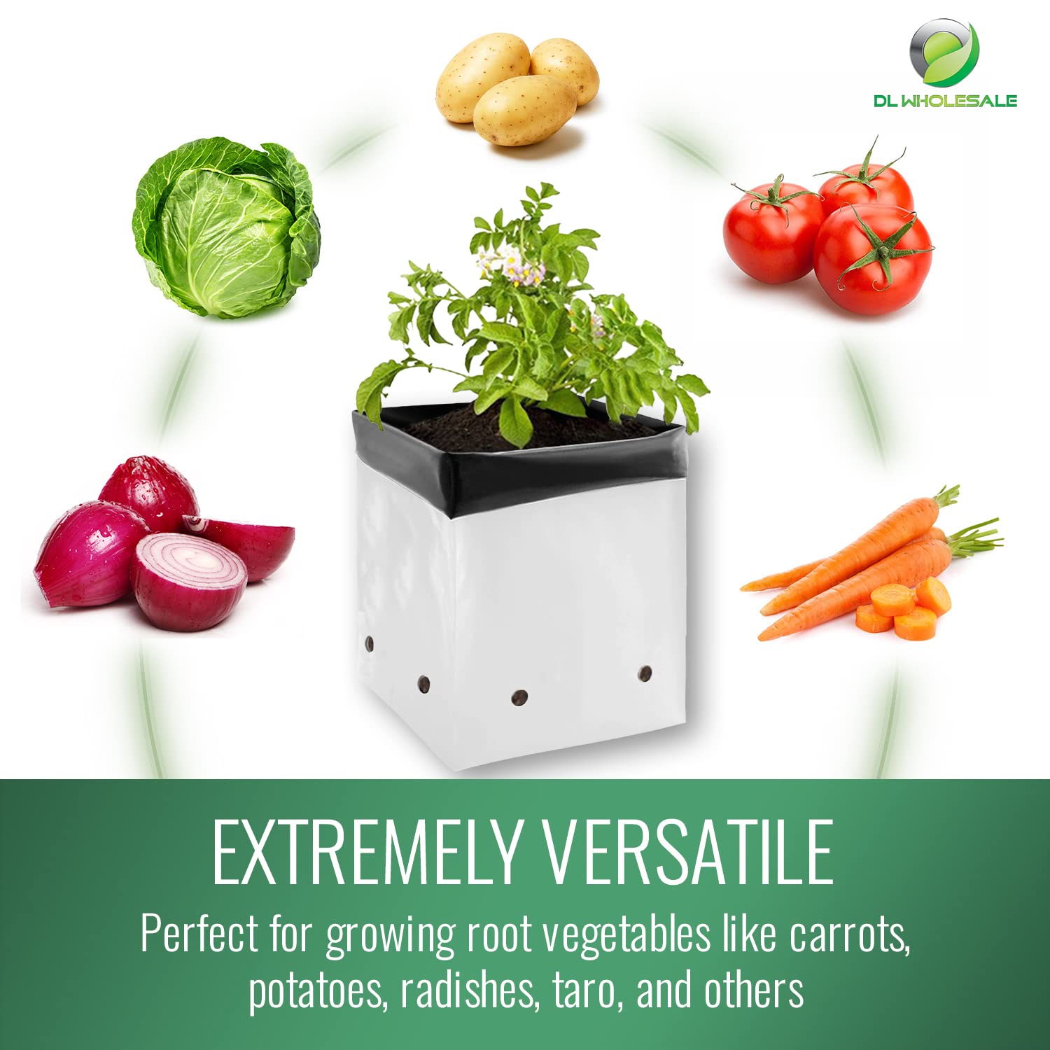 15 Gallon Grow Bags for Plants - 200 Pack Reusable Plastic Nursery Pots for Flowers, Vegetables & Herbs | Ideal for Indoor Gardening, Outdoor Planting & Hydroponic Systems