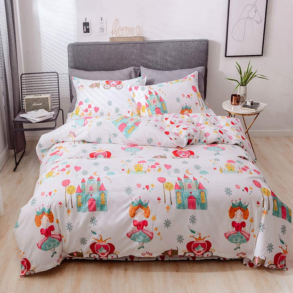 TheFit Paisley Bedding Set for Kids - Princess & Bird Duvet Cover, Satin & Cotton Blend, Twin/Queen/King Size (3-4 Pieces) - Perfect for Girls' Bedrooms, Sleepovers & Nursery Decor