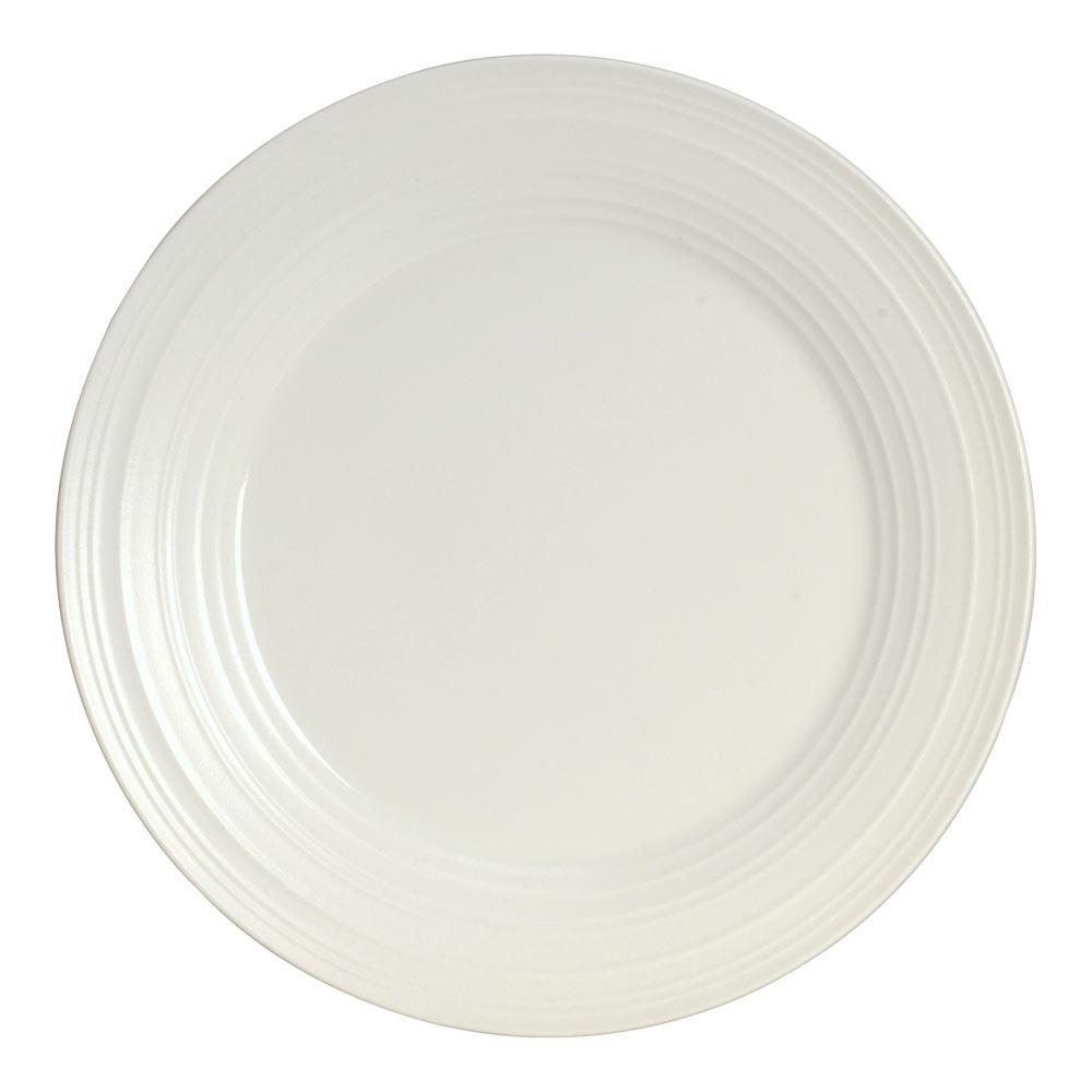 Swirl White 4-Piece Dinner Plate Set - Elegant Porcelain Plates for Formal Dining, Casual Meals & Entertaining | Dishwasher & Microwave Safe