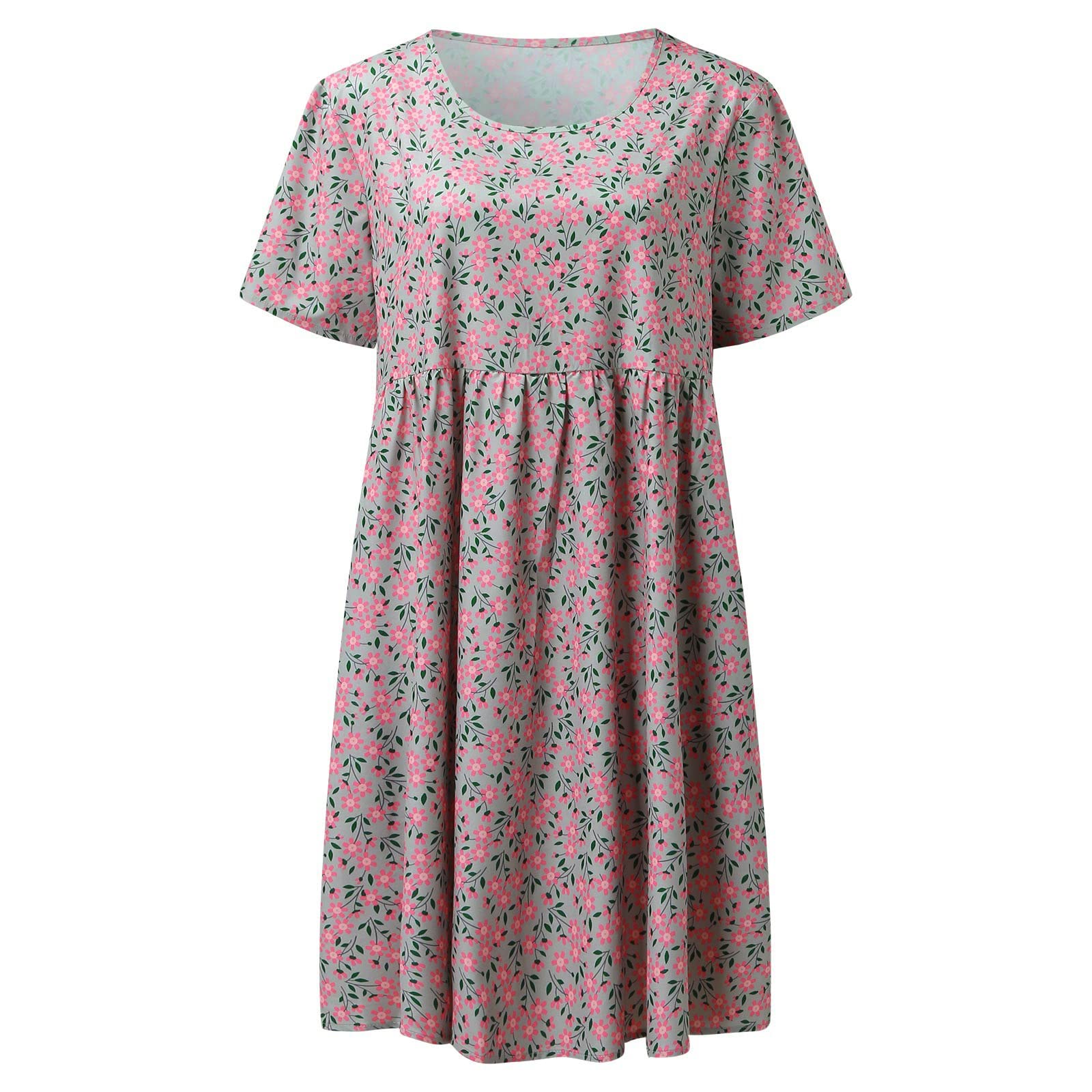 Elegant White Lace Maxi Dress for Women - O-Neck Short Sleeve Floral Midi Shift Dress with Pockets | Perfect for Summer Weddings, Beach Vacations & Casual Outings
