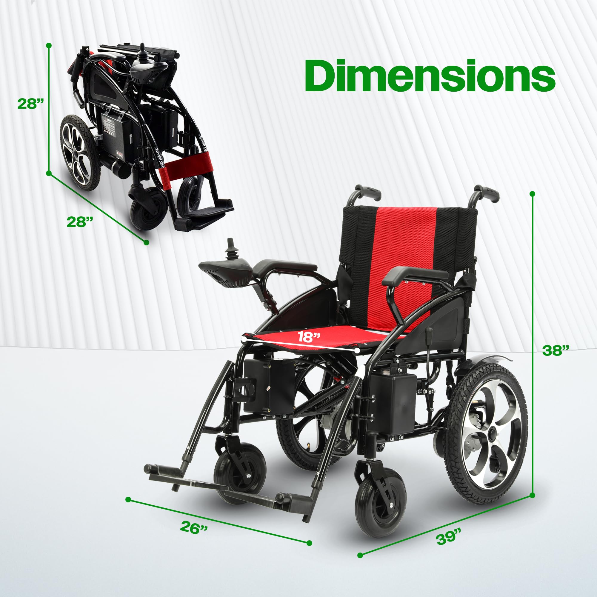 Culver Artemis Heavy Duty All-Terrain Electric Wheelchair for Adults & Seniors - 2x Motor Foldable Power Wheelchair (Red) | Ideal for Outdoor Adventures, Travel, and Daily Mobility
