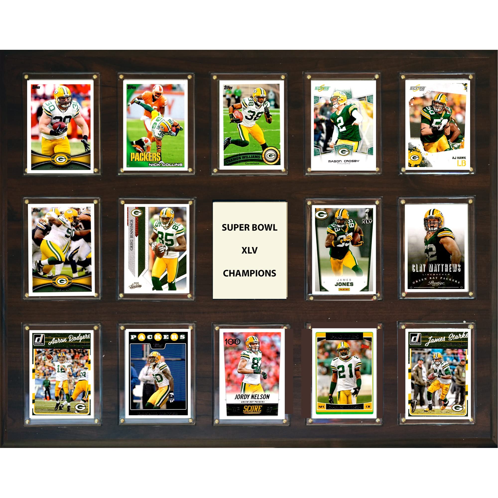 Green Bay Packers Super Bowl 45 Commemorative 16x20 Inch 14-Card Plaque | NFL Football Memorabilia & Collectible for Fans | Perfect for Man Cave, Sports Bar, or Gift