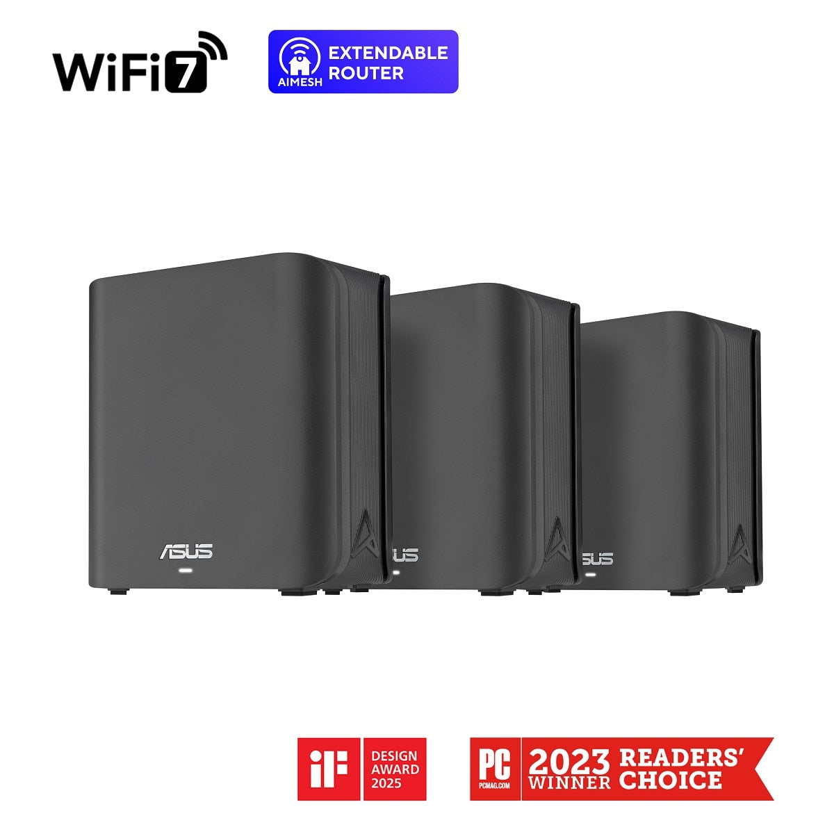ASUS ZenWiFi BD4 Dual-Band WiFi 7 AiMesh Expandable Router (3-Pack) - Whole Home Mesh WiFi System for Seamless 4K Streaming & Gaming