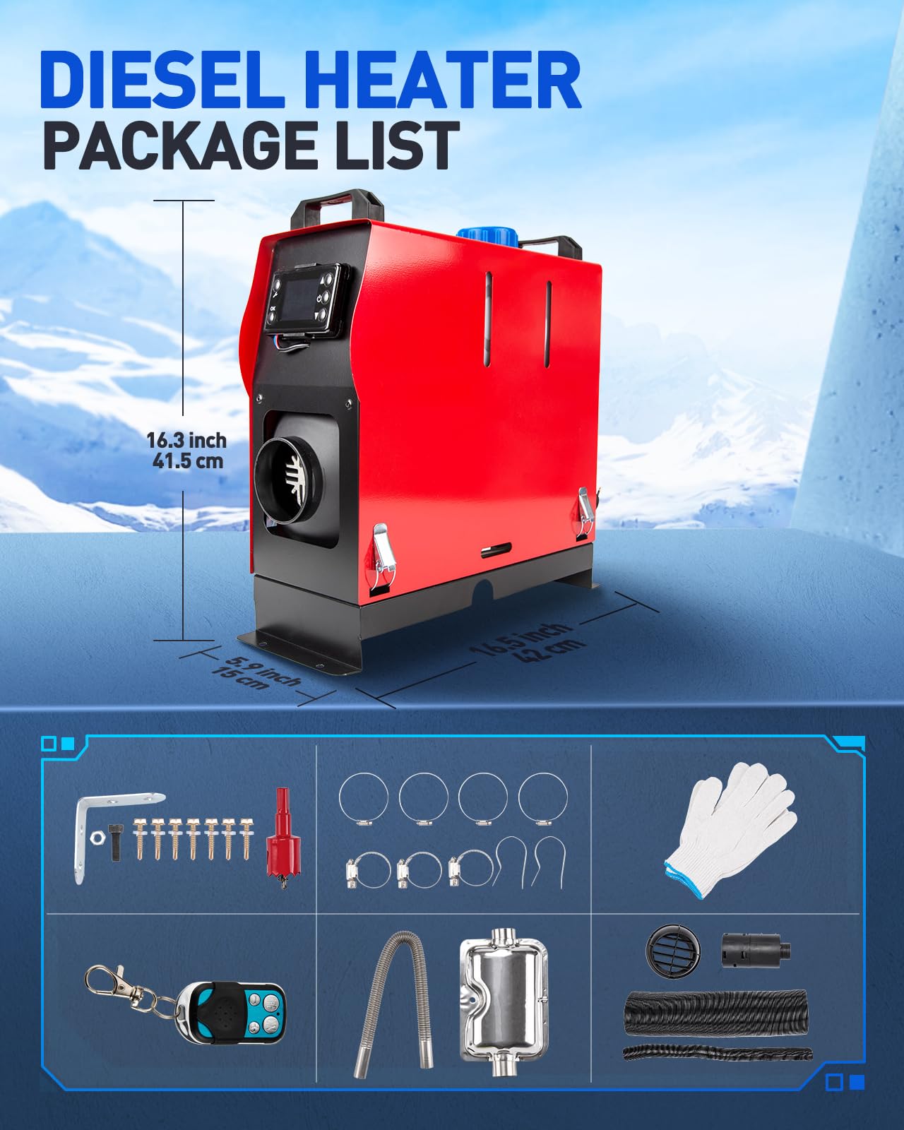PHILTOP 8KW 12V Diesel Air Heater - All-in-One Parking Heater with LCD Display, Remote Control & Constant Temperature Timing - Perfect for Trucks, RVs, Boats and Camping in Cold Weather