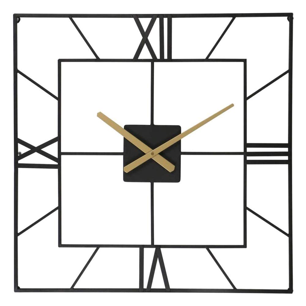 Large Decorative Wall Clock - 24/30 Inch European Square Roman Numerals Silent Metal Battery Operated Clock for Home, Living Room, Kitchen | Perfect for Farmhouse, Office & Bedroom Décor (Size: S)