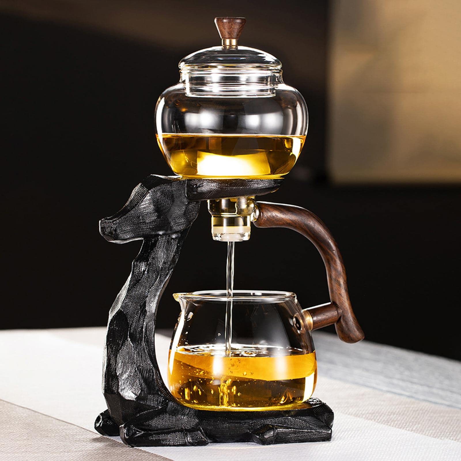 Premium Automatic Glass Tea Drip Pot with Infuser - Electric Oolong Tea Maker Set for Home & Office Use | Perfect for Loose Leaf Tea Brewing, Gift Giving & Relaxation Moments