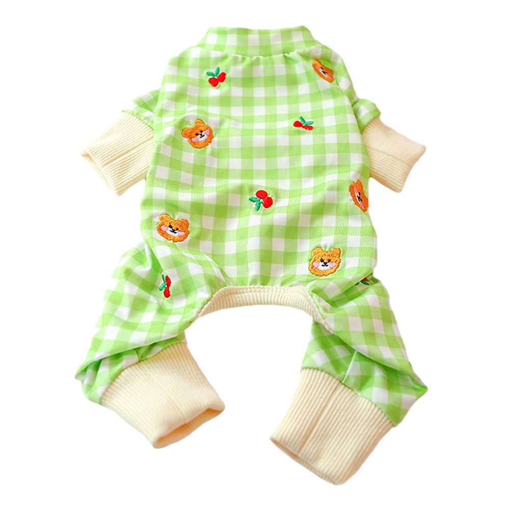 **Cozy Plaid Cherry Dog Pajamas for Small Dogs - Soft Puppy & Cat Sleepwear for Boys & Girls - Perfect for Winter Nights & Cuddling**