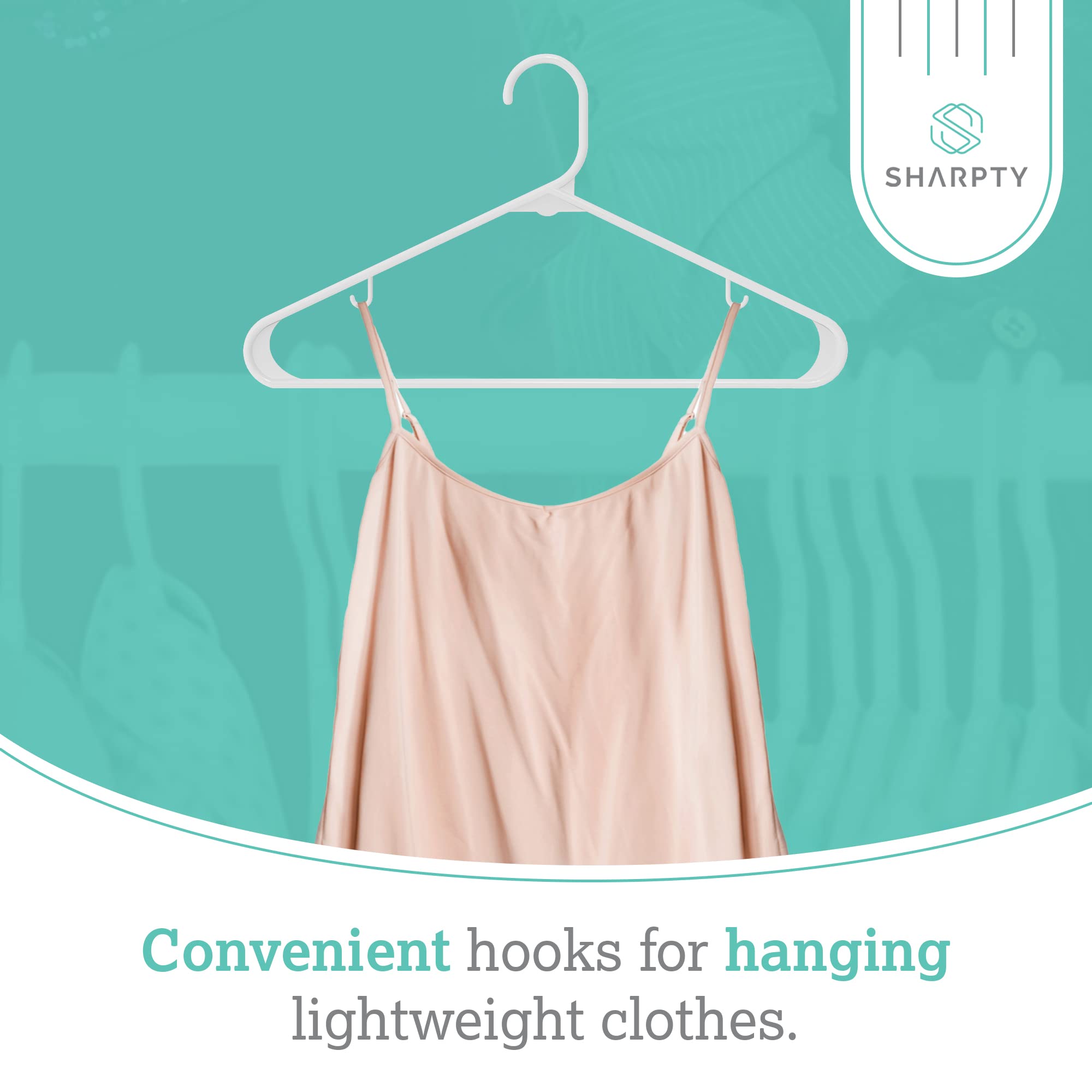 Sharpty 20-Pack Heavy Duty Plastic Clothes Hangers - Durable Space-Saving Hangers for Coats, Shirts & Clothing - White Closet Organizers for Everyday Use, Wardrobe Essentials & Home Storage Solutions
