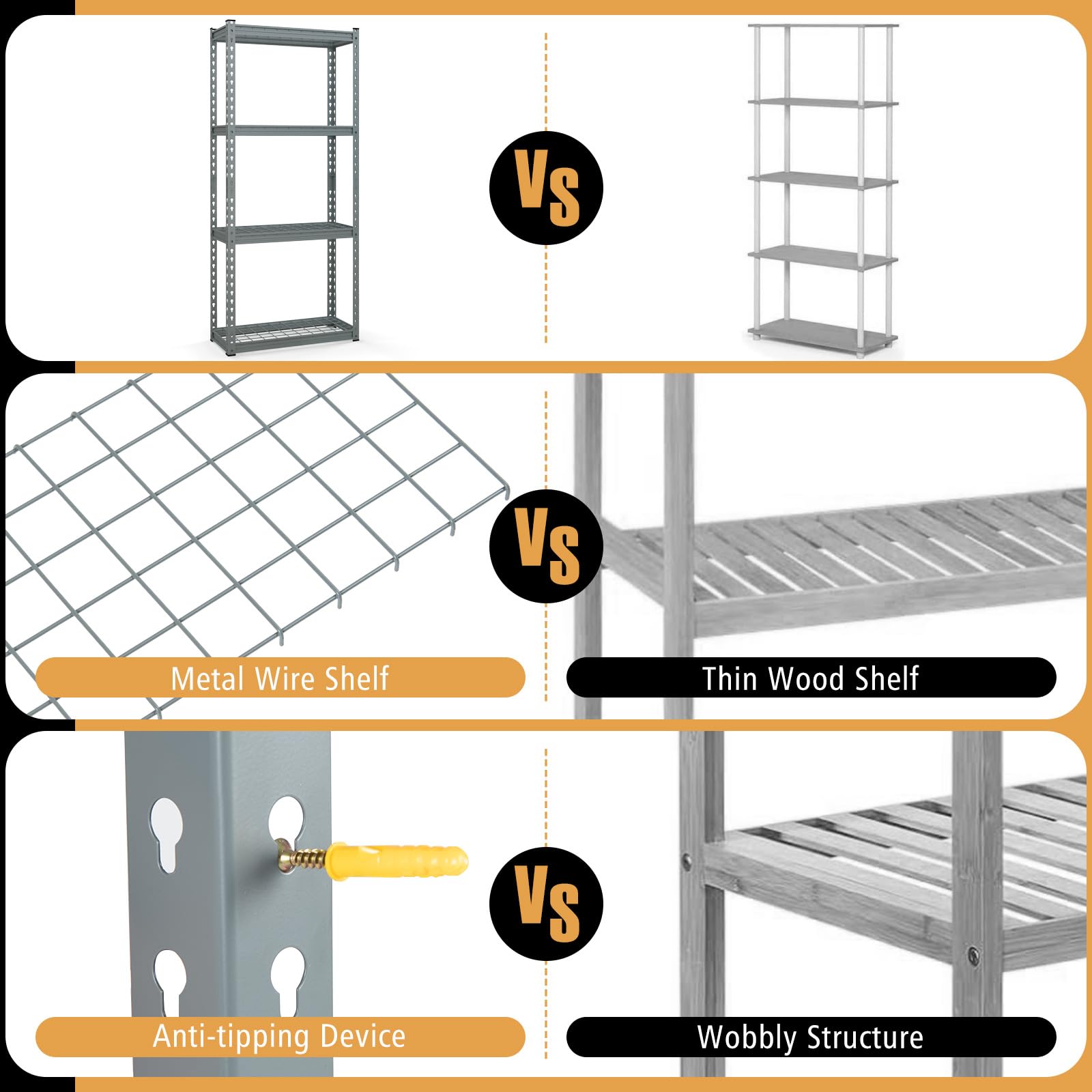 Goplus 4-Tier Heavy Duty Metal Shelving Unit - Adjustable Wire Storage Rack with Anti-Slip Foot Pads, 12