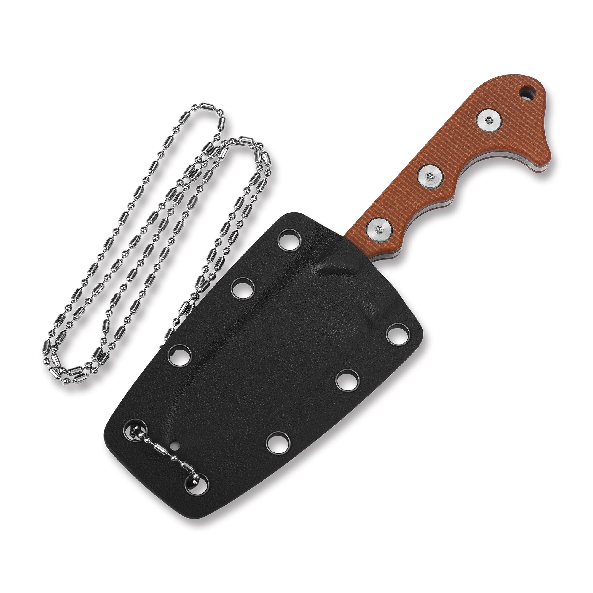 QSP Neckmuk Neck Knife - D2 Steel Blade, Micarta Handle with Kydex Sheath - Compact EDC Knife for Outdoor, Camping & Survival Use