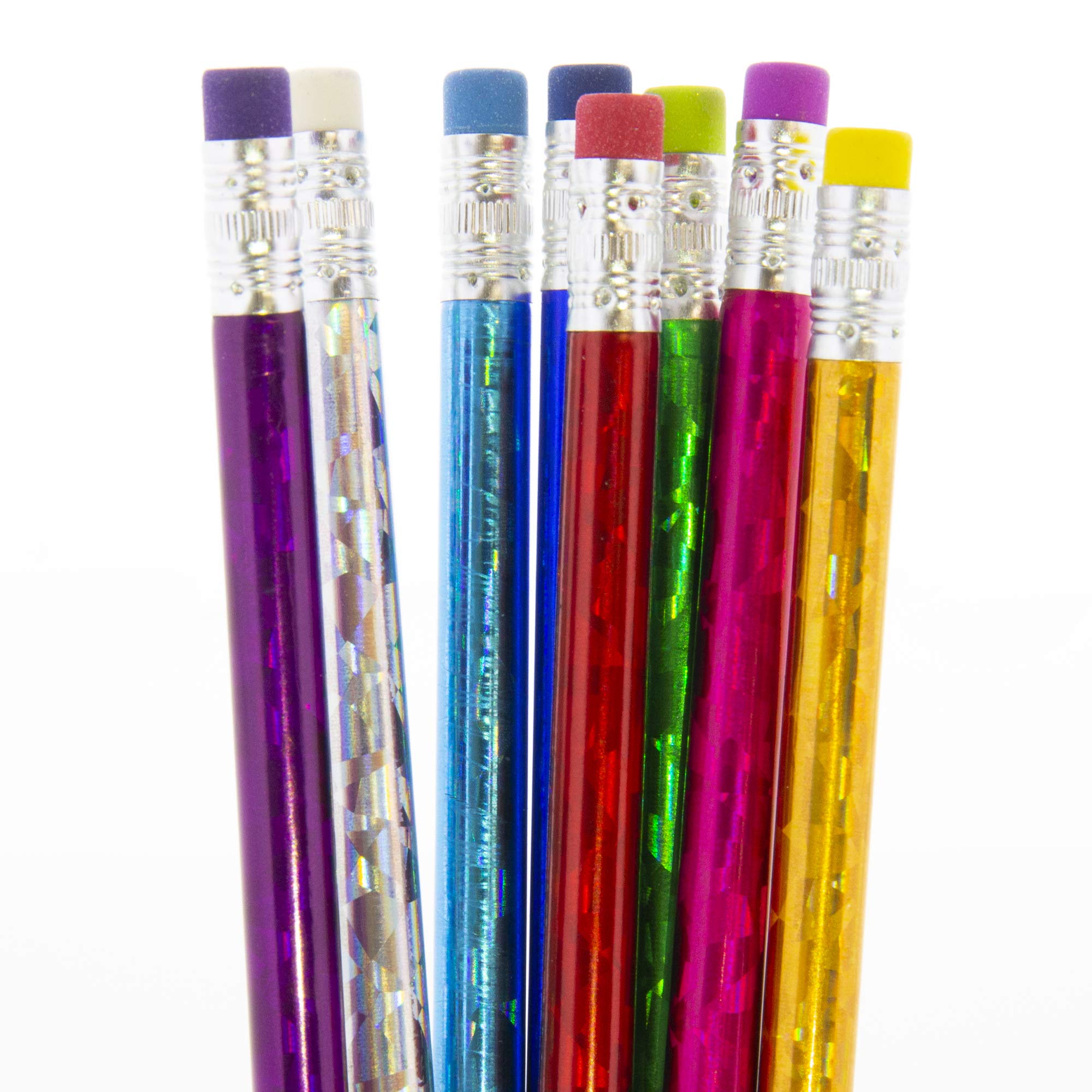 BAZIC Metallic Glitter Pencils 8-Pack with Eraser for School & Office