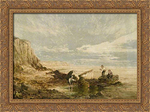 William Collins 24x18 Gold Ornate Wood Framed Canvas Art - Beach Boys Sailing Toy Boat Painting | Coastal Decor, Nautical Wall Art for Living Room, Bedroom & Office