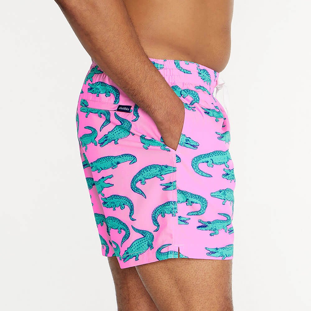 Chubbies 5.5 Inch The Glades Swim Trunks for Men - Quick Dry Beach Shorts with UPF Protection in Pink | Perfect for Swimming, Vacation & Summer Activities
